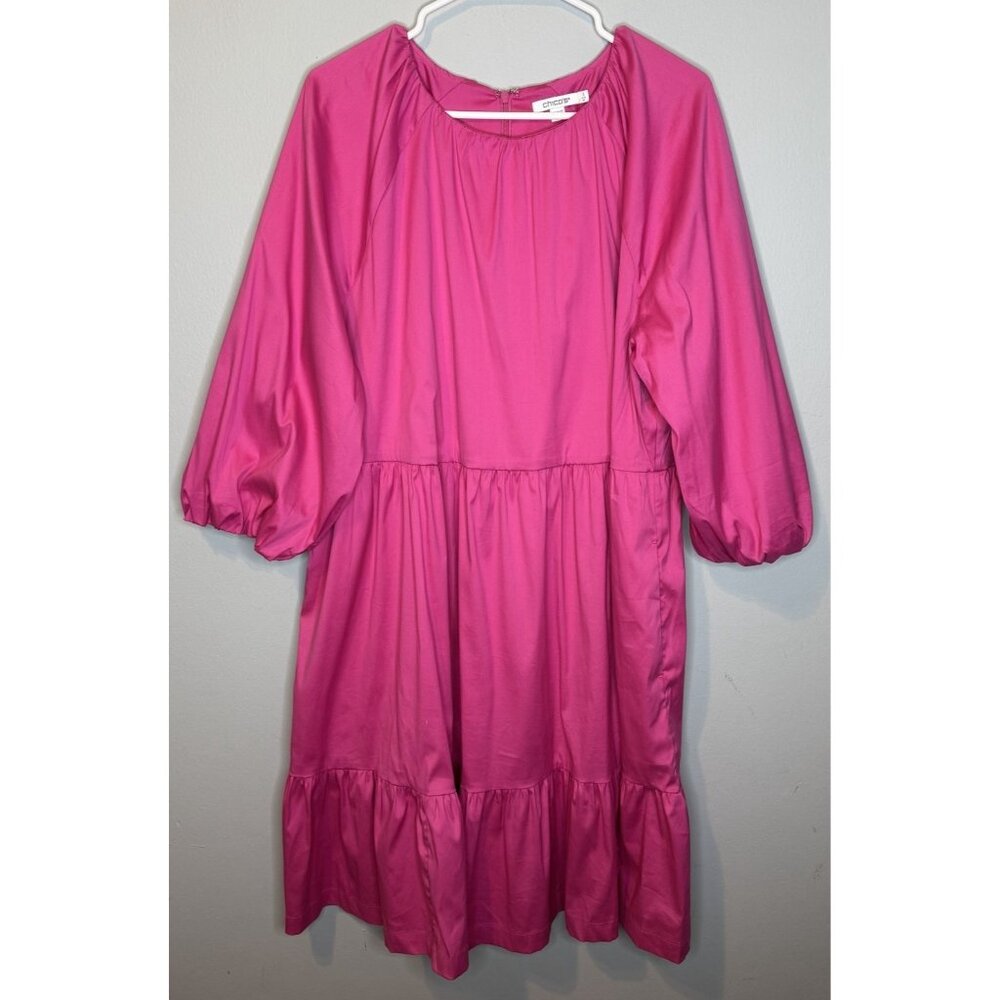 Chicos 3 Dress Pink Puff Sleeve XL 16 Barbie